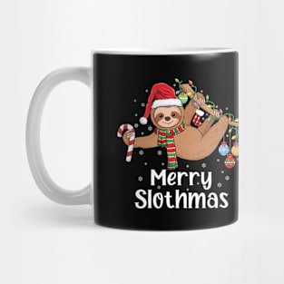 Merry Slothmas Christmas sloth pajamas Santa hat Xmas sloth Mug